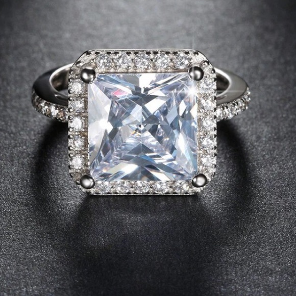 Jewelry - 3.5CTW 925 Sterling silver square Cubic Zi…